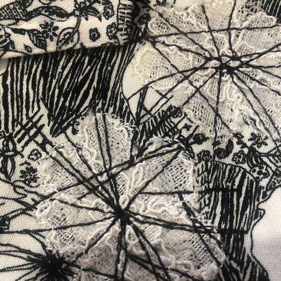 Christopher & Banks Jacket Womens Medium Black White Floral Embroidery - Picture 3 of 9